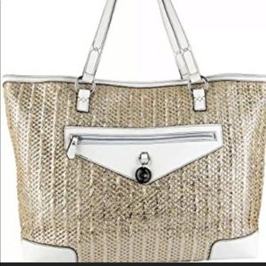 Juicy Couture White Straw Tote Shoulder Bag Purse
